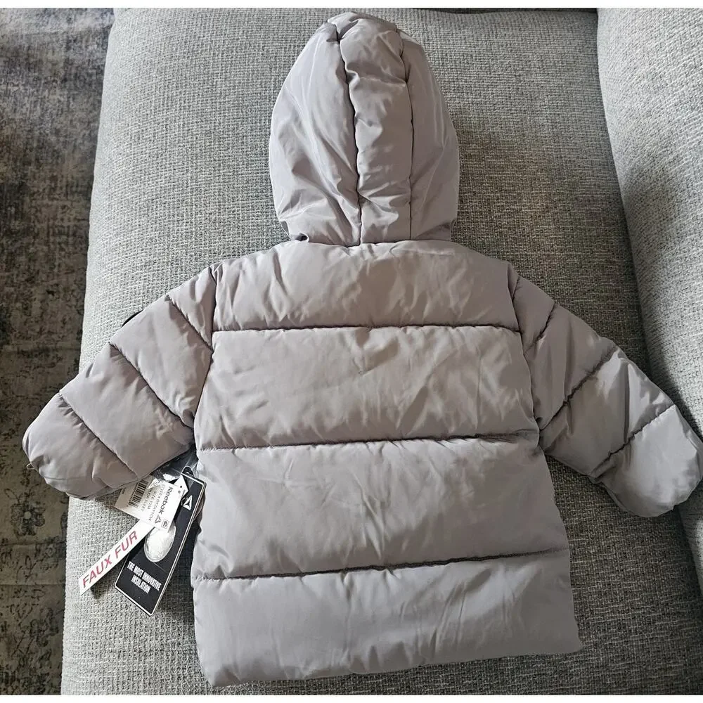Reebok Toddler Puffer Jacket with Sherpa-Lined Hood Sz 12M NEW with TAGS